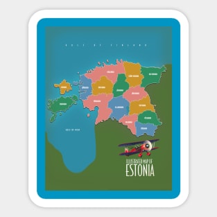 Illustrated map of Estonia Sticker